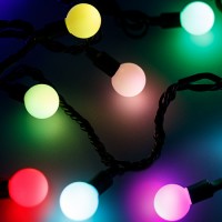 Светодиодная гирлянда Шарики ARD-BALL-CLASSIC-D23-20000-BLACK-160LED RGB (230V, 7W)