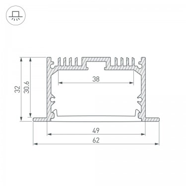 Встраиваемый профиль для линий света SL-LINIA62-F-2000 ANOD