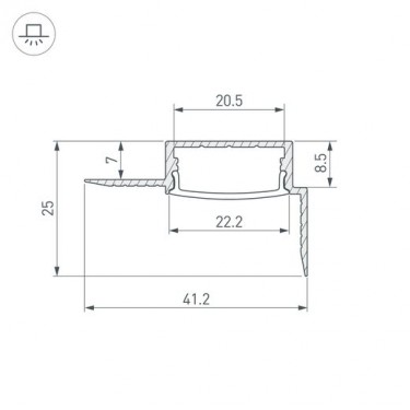 Встраиваемый профиль со скрытым фланцем FANTOM-W20-H10-EDGE-2000 ANOD