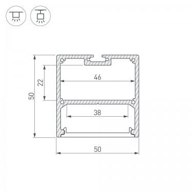 Профиль для лент 2000x50x50мм SL-LINE-5050-2000 ANOD