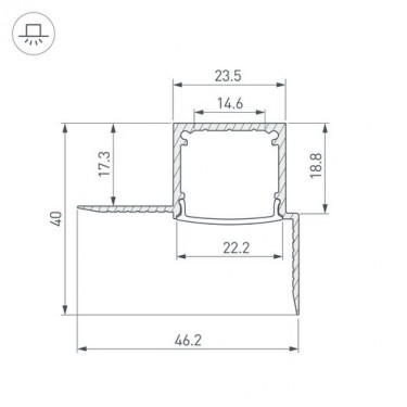 Встраиваемый профиль для лент 2000x46.2x40мм FANTOM-W20-H20-EDGE-2000 ANOD Встраиваемый профиль для лент 2000x46.2x40мм FANTOM-W20-H20-EDGE-2000 ANOD