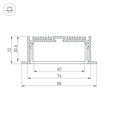 Встраиваемый профиль для линий света SL-LINIA88-F-2000 ANOD