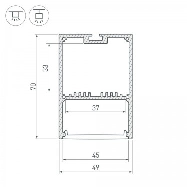 Профиль с экраном 49х70мм SL-LINE-4970-2500 ANOD+OPAL