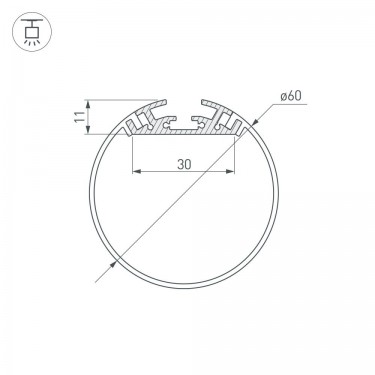 Профиль для линейных светильников SL-ROUND-D60-2000 ANOD Профиль для линейных светильников SL-ROUND-D60-2000 ANOD