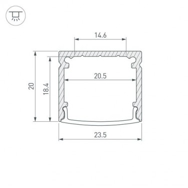 Профиль для лент 2000x23.5x20мм WIDE-H20-2000 ANOD