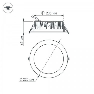 Встраиваемый светильник LTD-220WH-FROST-30W Warm White 110deg