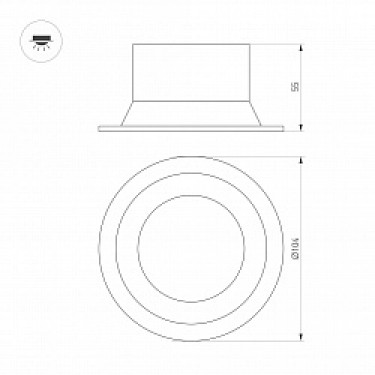 Встраиваемый светильник MS-BREEZE-BUILT-R104-12W Warm3000 (BK, 85 deg, 230V)