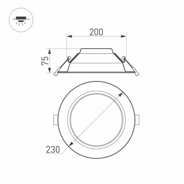 Встраиваемый светильник IM-CYCLONE-R230-30W Day4000 (WH, 90 deg)