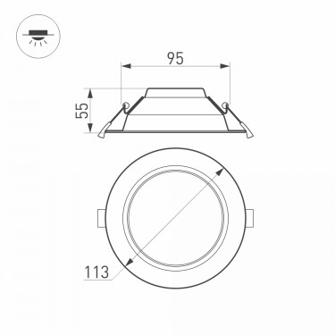 Встраиваемый светильник IM-CYCLONE-R115-10W White6000 (WH, 90 deg)