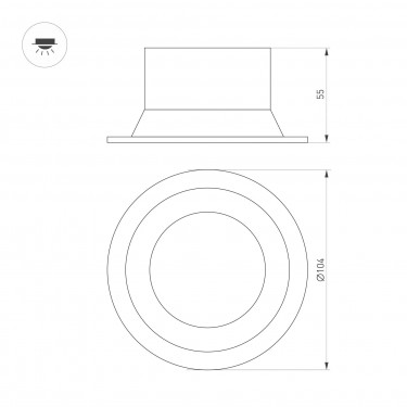Встраиваемый светильник MS-BREEZE-BUILT-R104-12W Warm3000 (WH, 90 deg, 230V)