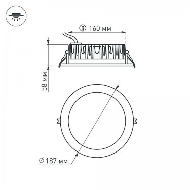 Встраиваемый светильник LTD-187WH-FROST-21W Warm White 110deg