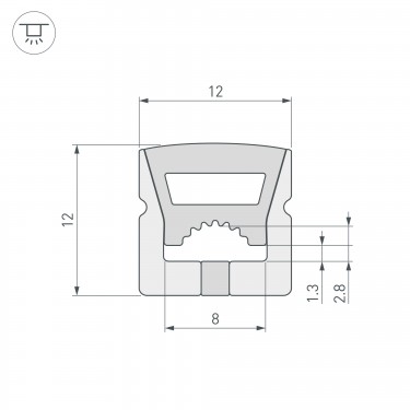 Силиконовый профиль WPH-FLEX-1212-TOP-S8-5m WHITE