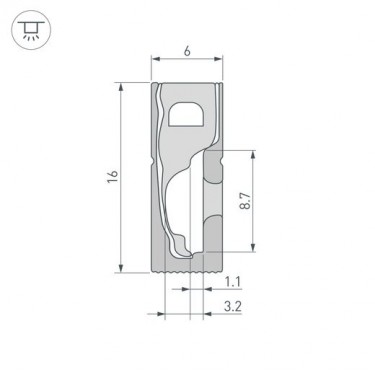 Силиконовый профиль 5000×6×16мм WPH-FLEX-0616-SIDE-S9-5m BLACK