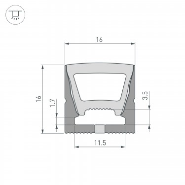 Силиконовый профиль WPH-FLEX-1616-TOP-S11-5m BLACK Силиконовый профиль WPH-FLEX-1616-TOP-S11-5m BLACK