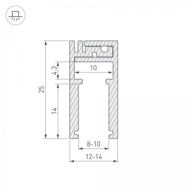 Профиль для подсветки стекла 8-10мм KLUS-GLASS-810-2000 ANOD