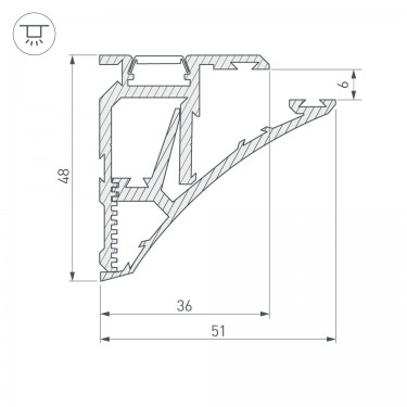 Профиль для монтажа и подсветки полок SHELF-620-2000-SET ANOD