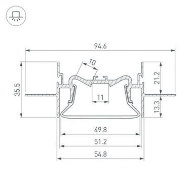 Профиль для натяжных потолков FOLED-50-CEIL-CENTER-2000