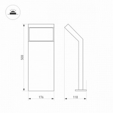 Ландшафтный светильник LGD-ECRAN-BOLL-H500-9W Warm3000 (GR, 108 deg, 230V)