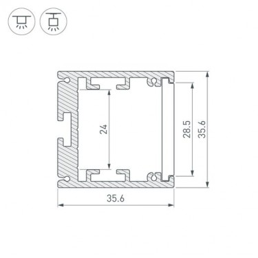 Профиль SL-ARC-3535-D1500-N90 SILVER (1180мм, дуга 1 из 4)