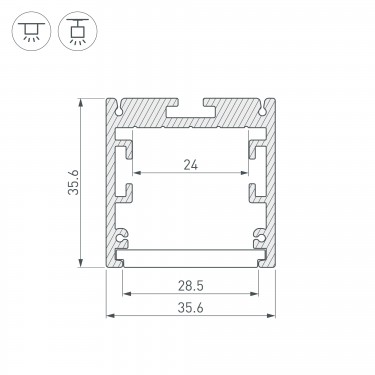 Профиль для лент 2500x35x35мм SL-ARC-3535-LINE-2500 SILVER Профиль для лент 2500x35x35мм SL-ARC-3535-LINE-2500 SILVER