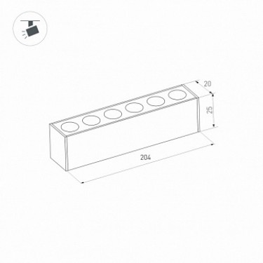 Светильник магнитный MAG-DOTS-25-L200-6W Warm3000 (BK, 30 deg, 24V) 