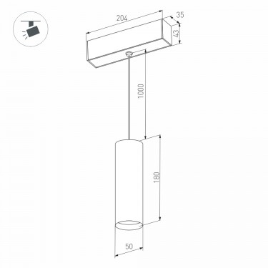 Светильник магнитный MAG-SPOT-HANG-45-R50-7W Day4000 (BK, 24 deg, 24V) Светильник магнитный MAG-SPOT-HANG-45-R50-7W Day4000 (BK, 24 deg, 24V)
