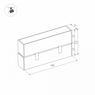 Магнитный светильник MAG-FLAT-FOLD-45-S405-12W Warm3000 (WH, 100 deg, 24V)