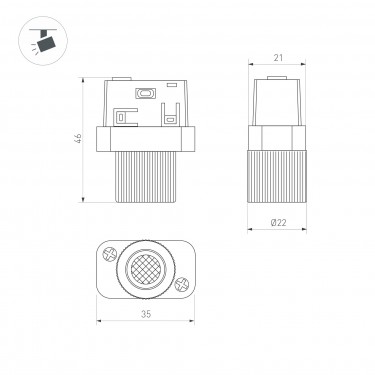 Магнитный светильник MAG-ORIENT-BABY-R22-2W Day4000 (BK, 24 deg, 48V)