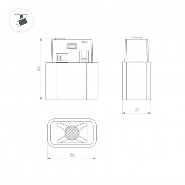 Магнитный светильник MAG-ORIENT-BABY-S36x21-2W Warm3000 (BK, 24 deg, 48V)