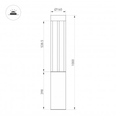 Светильник LGD-CASTELLO-BOLL-H1000-20W Warm3500-MIX (GR, 80 deg, 230V)