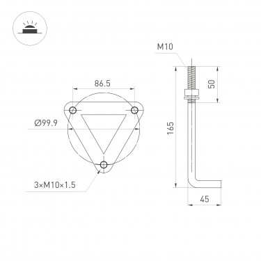 Светильник LGD-CASTELLO-BOLL-H1000-20W Warm3500-MIX (GR, 80 deg, 230V)