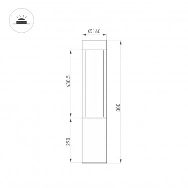 Ландшафтный светильник LGD-CASTELLO-BOLL-H800-20W Warm3500-MIX (GR, 80 deg, 230V)