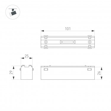 Магнитный светильник MAG-VIBE-LASER-L101-6W Day4000 (BK, 24 deg, 48V)