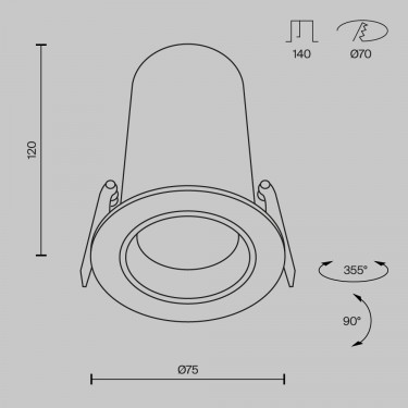 Светильник Фокус/FOCUS LED 3000K 12Вт DL125-L12-3K-B