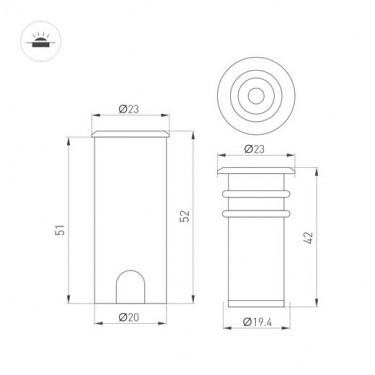 Светильник для грунта ART-PELURU-GROUND-R23-1W Warm3000 (GR, 100 deg, 24V)