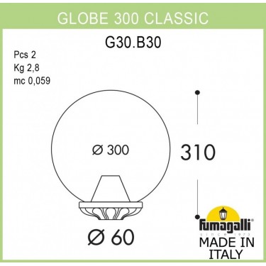 Светильник уличный на столб Globe 300 G30.B30.000.AXE27 Светильник уличный на столб Globe 300 G30.B30.000.AXE27