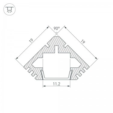 Угловой профиль для лент 2000x19x19мм PDS45-T-2000 ANOD Black Угловой профиль для лент 2000x19x19мм PDS45-T-2000 ANOD Black