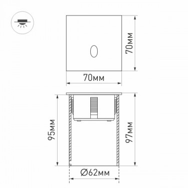 Светильник для стен лестниц LT-GAP-S70x70-3W Warm3000 (WH, 30 deg) Светильник для стен лестниц LT-GAP-S70x70-3W Warm3000 (WH, 30 deg)