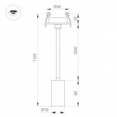 Светильник на телескопической ножке LGD-PERISCOPE-R55-9W Warm3000 (BK, 24 deg, 230V)