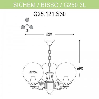 Уличный подвесной светильник Sichem/Bisso/G250 3L G25.120.S30.BYE27
