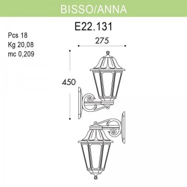Уличный настенный светильник Bisso/Anna E22.131.000.AYF1R