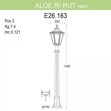Садовый светильник-столбик Aloe.R/Rut E26.163.000.BYF1R
