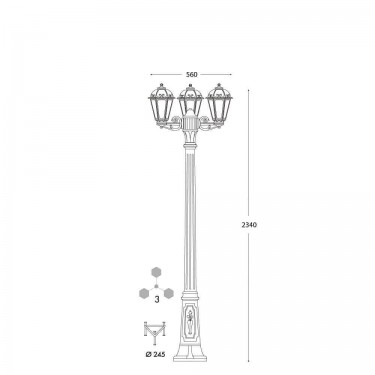 Уличный фонарь Ricu Bisso/Saba 3L K22.157.S30.AXF1R