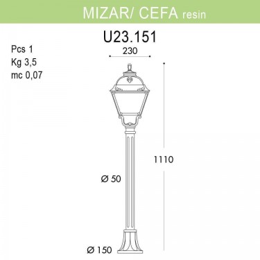 Садово-парковый светильник Mizar.R/Cefa U23.151.000.BYF1R