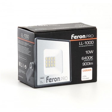 Светодиодный прожектор 10W 6400K Feron LL-1000 41537