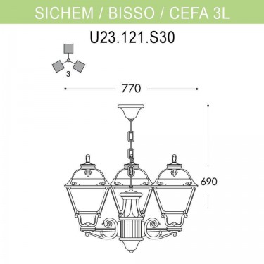 Подвесной светильник Sichem/Cefa 3L U23.120.S30.BYF1R
