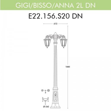 Уличный фонарь Gigi Bisso/Anna 2L Dn E22.156.S20.BYF1RDN