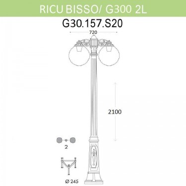 Уличный фонарь Ricu Bisso/G300 2Ldn G30.157.S20.BZE27DN