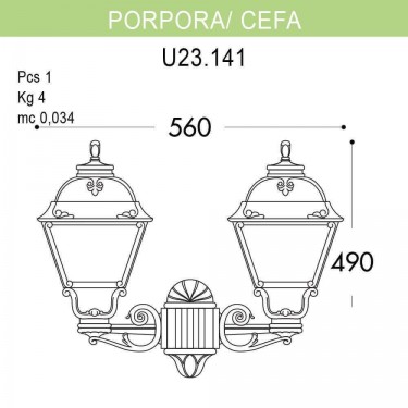 Уличный настенный светильник Porpora/Cefa U23.141.000.WYF1R