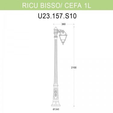 Садово-парковый светильник Ricu Bisso/Cefa 1L U23.157.S10.BXF1R